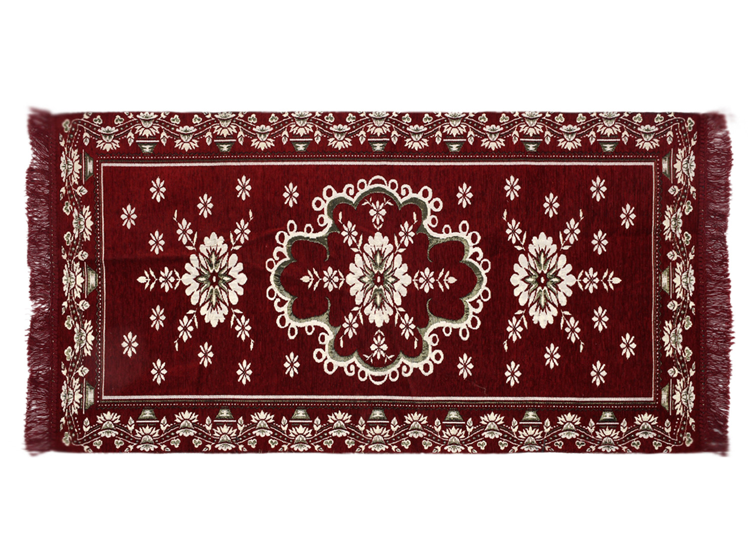 Kuber Industries Flower Print Rug Bedside Runner For Home Décor 4X2 Ft. (Maroon)