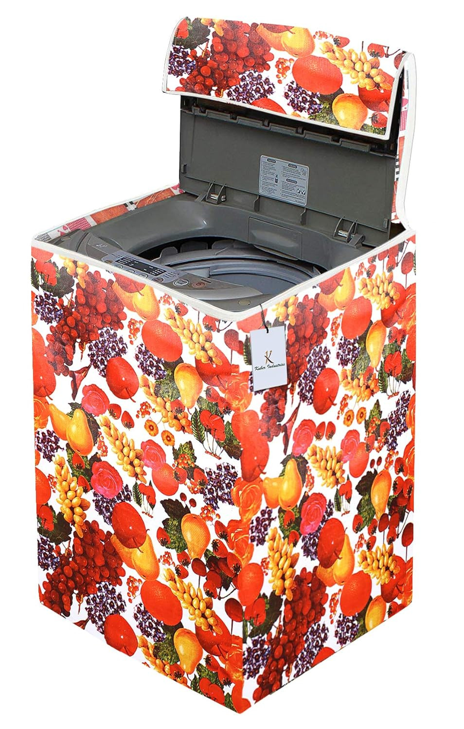 Kuber Industries Fruits Design PVC Top Load Fully Automatic Washing Machine Cover (Red & White) CTKTC33329