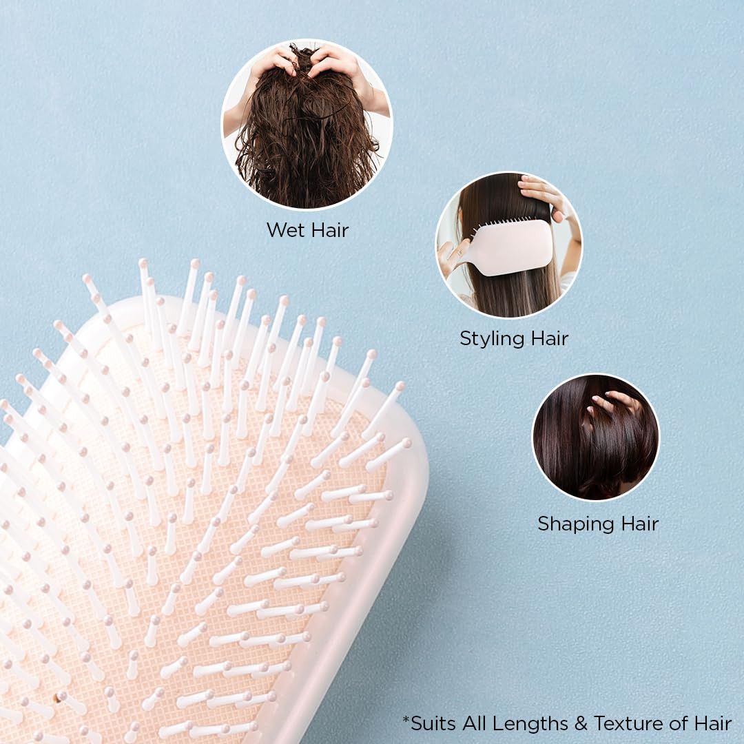 Kuber Industries Hair Brush | Bristles Brush | Hair Brush with Paddle | Detangles Hair Brush | Suitable For All Hair Types | Hair Brush Styling Hair | 2 Piece | XH45BGE | Beige