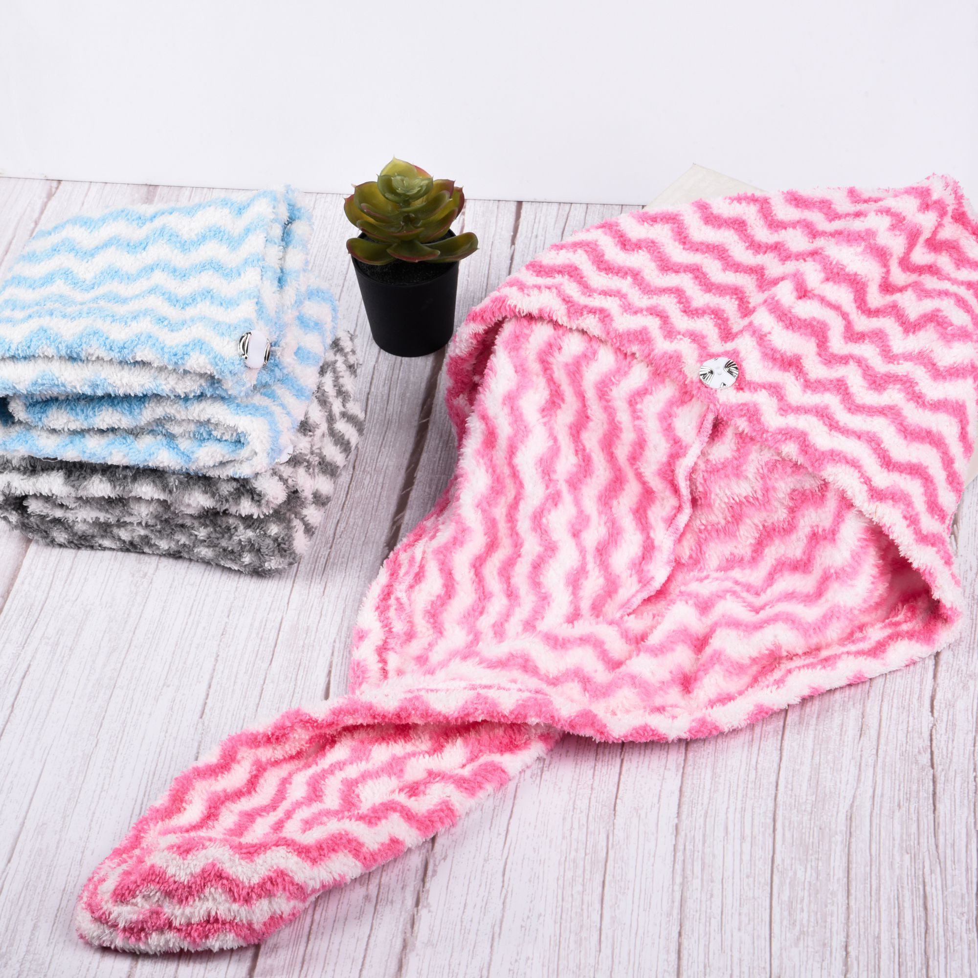 Kuber Industries Hair Wrapper | Hair-Drying Towel | Hair Bathrobe for Women & Girls | Hair Dry Cap Bath Towel | Microfiber Hair Towel | Quick Absorbent Hair Towel | Zig Zag | Pack of 3 | Multicolor