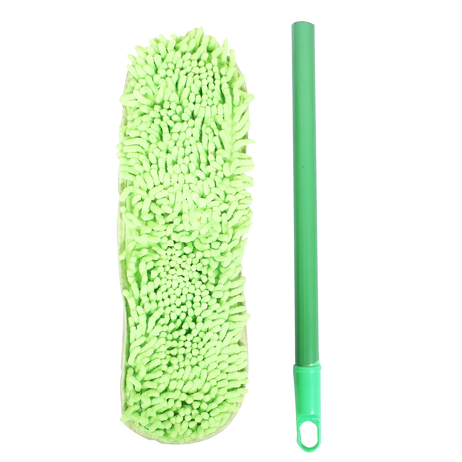 Kuber Industries Hand Duster|Microfiber Washable Cleaning Brush|Stainless Steel Detachable Handle Dusting Brush For Car|House Cleaning (Green)