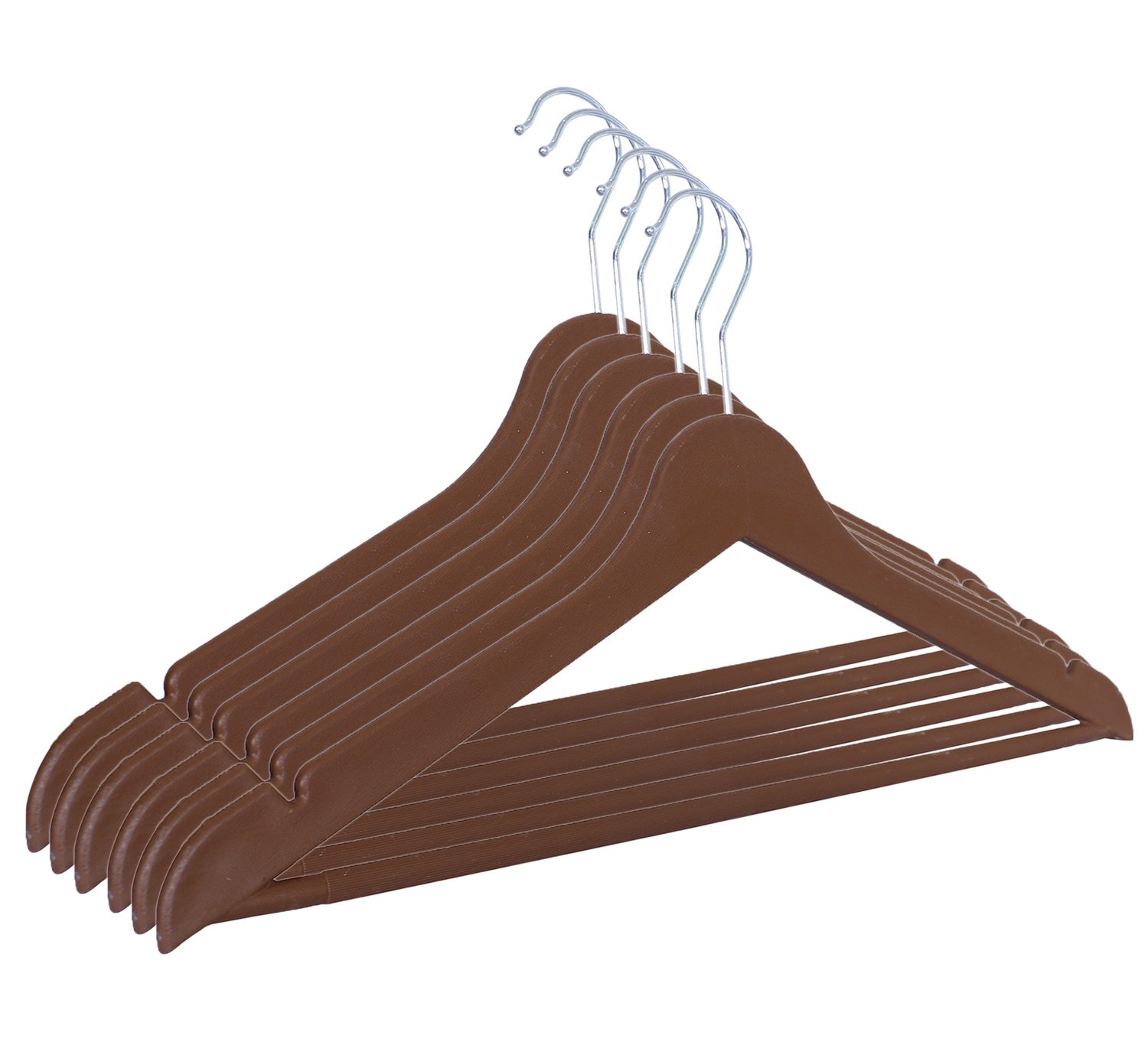 Kuber Industries Hanger|Durable & Lightweight Coat and Clothes Hangers|Notches Wardrobe Organization With 360 Degree Swivel Hook|(Brown)