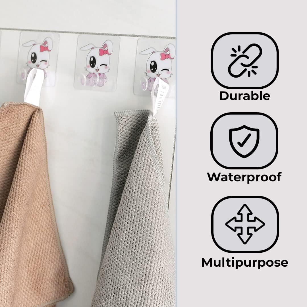 Kuber Industries Hooks For Wall|Superior Quality ABS|Durable & Rust-Proof|Easy to Install Self Adhesive Hook|Multipurpose Hooks for Bathroom, Kitchen|Wall Hooks For Doors & Closets|KR-16|Pack of 5|Transparent
