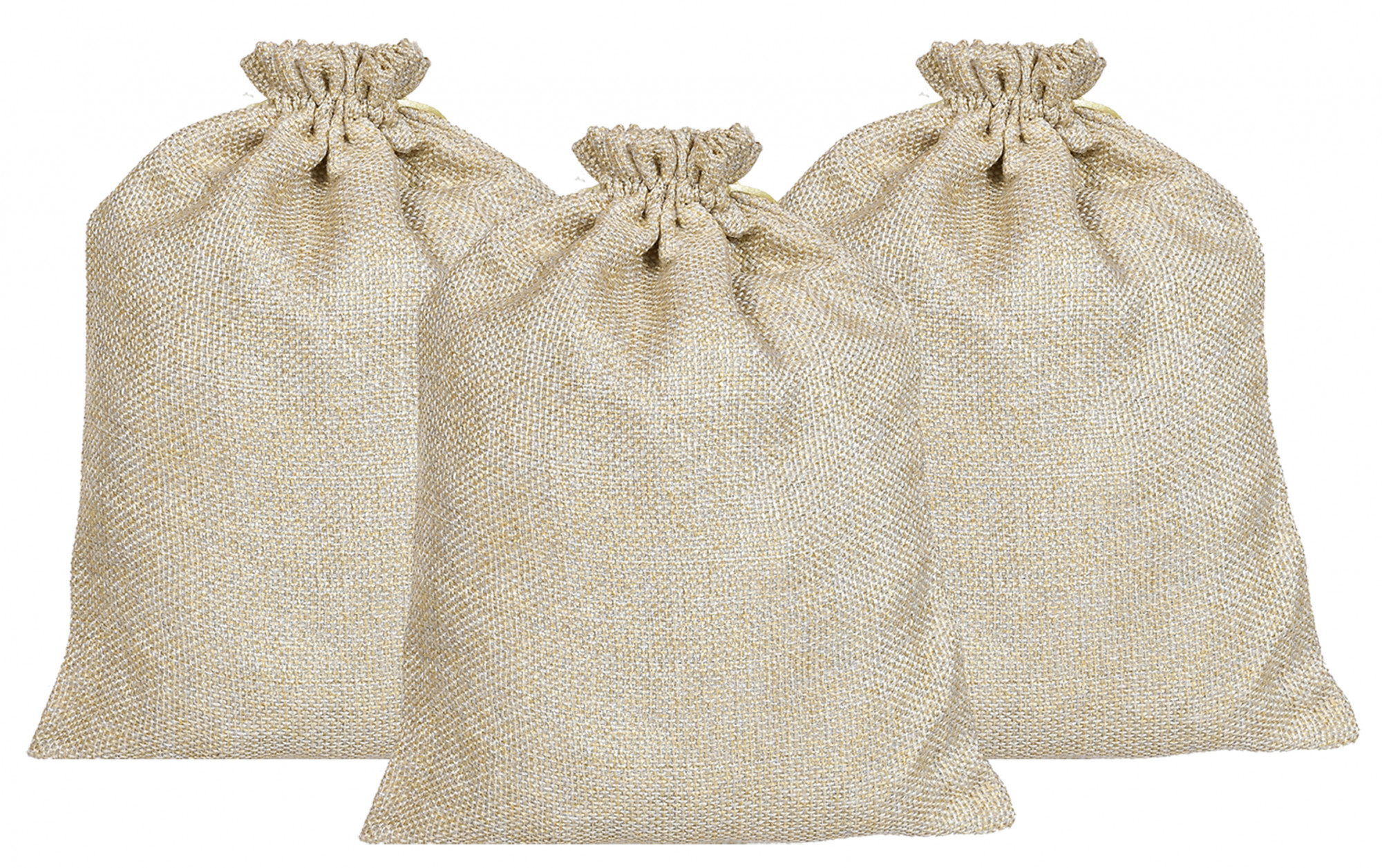 Kuber Industries Jute Small Size Gift Bags With Drawstring For Gifts Jewelry And Storage-(Gold)