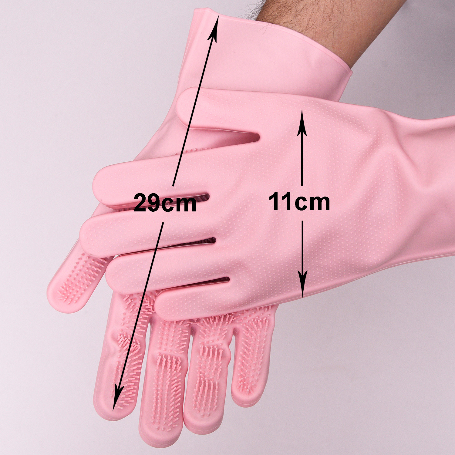 Kuber Industries Kitchen Gloves|Silicone Kitchen Dish Washing Gloves|Scrubbing Gloves For Kitchen|Car Cleaning Gloves|Bathroom Cleaning Gloves|1 Pair (Pink)
