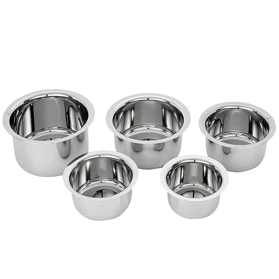 Kuber Industries Kitchen Tope Combo Set | Hard Anodized Patila | Non Stick Tope Set | Stove & Induction Cookware Combo Set | 800 ML|1000 ML|1400 ML|1900 ML|2400 ML | Set of 5 | Silver