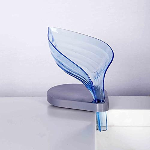 Kuber Industries Leaf Shaped Soap Dish Holder|Self Draining Soap Dish Suction Holder|Soap Tray/Holder/Case for Shower, Bathroom, Kitchen I Designer Soap Tray