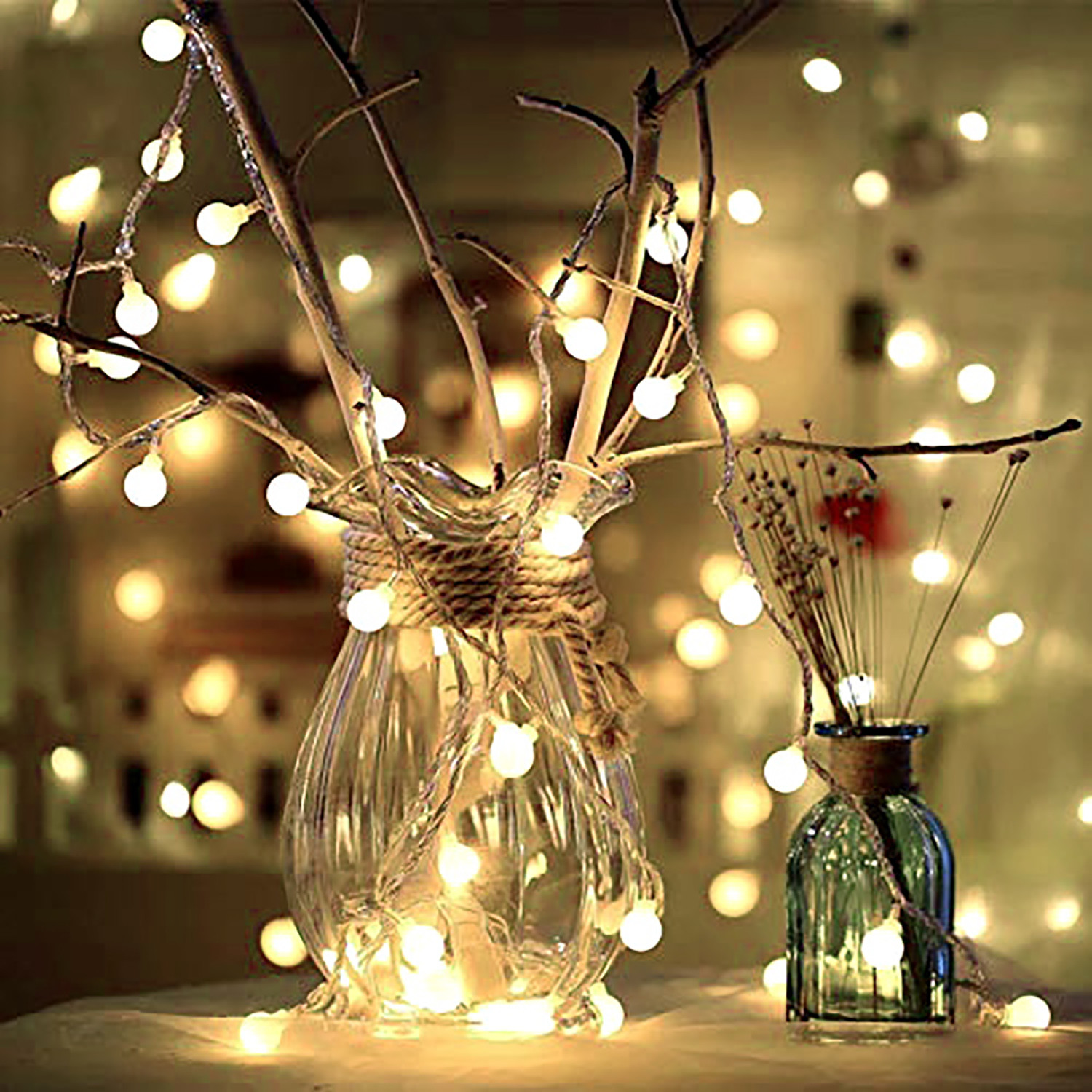 Kuber Industries LED String Light | 20 Ball LED String Lights | Light for Christmas | Light for Weddings | Ball Light | Lights for Home Decoration | White