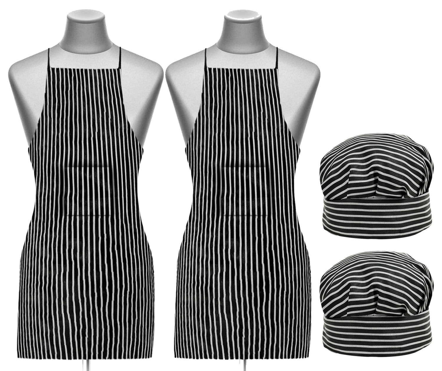 Kuber Industries Linning Printed Apron & Cooking Cap Set For Cooking, Baking, Party Favors, Home Kitchen, Restaurant,(Black & White)