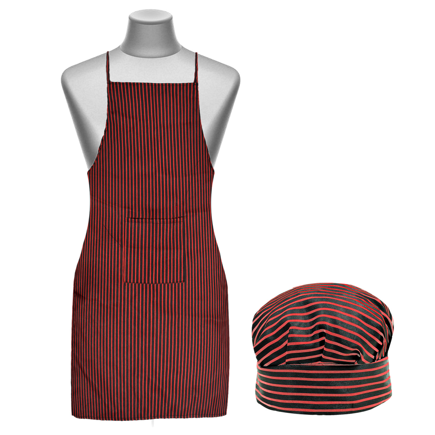 Kuber Industries Linning Printed Apron & Cooking Cap Set For Cooking, Baking, Party Favors, Home Kitchen, Restaurant, (Black & Maroon)