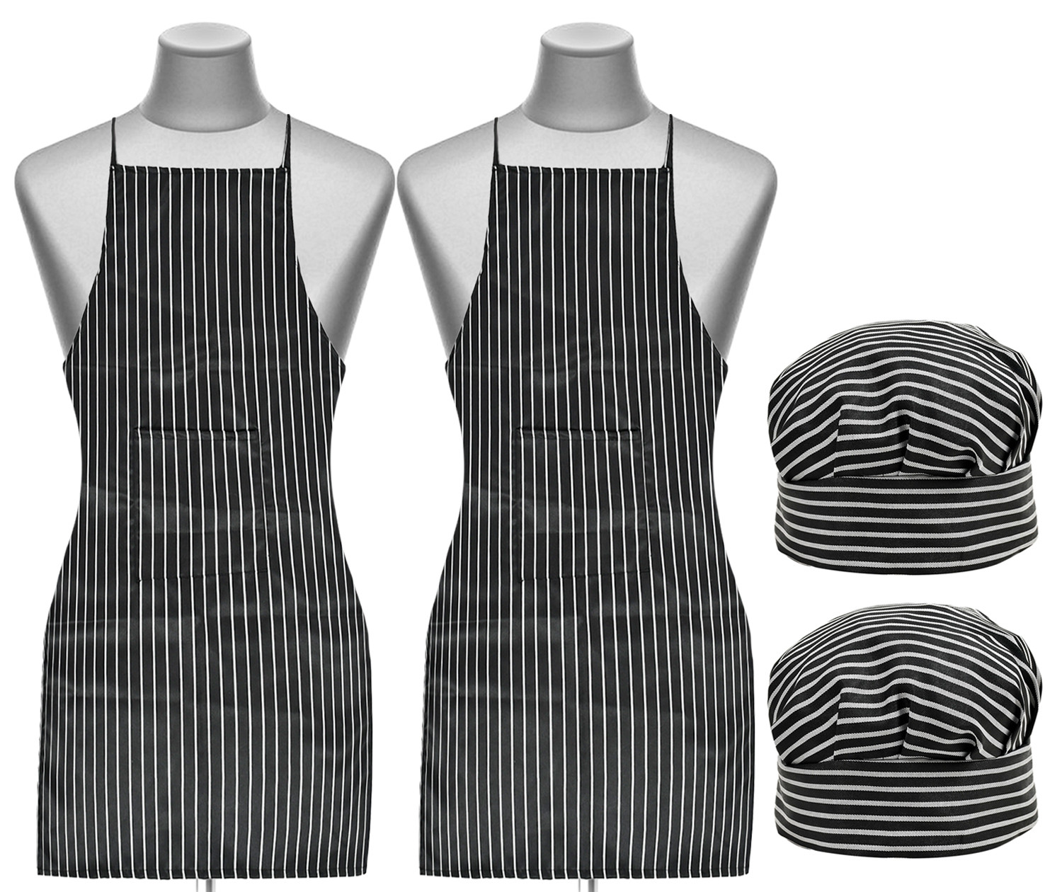 Kuber Industries Linning Printed Apron & Cooking Cap Set For Cooking, Baking, Party Favors, Home Kitchen, Restaurant,(Black)
