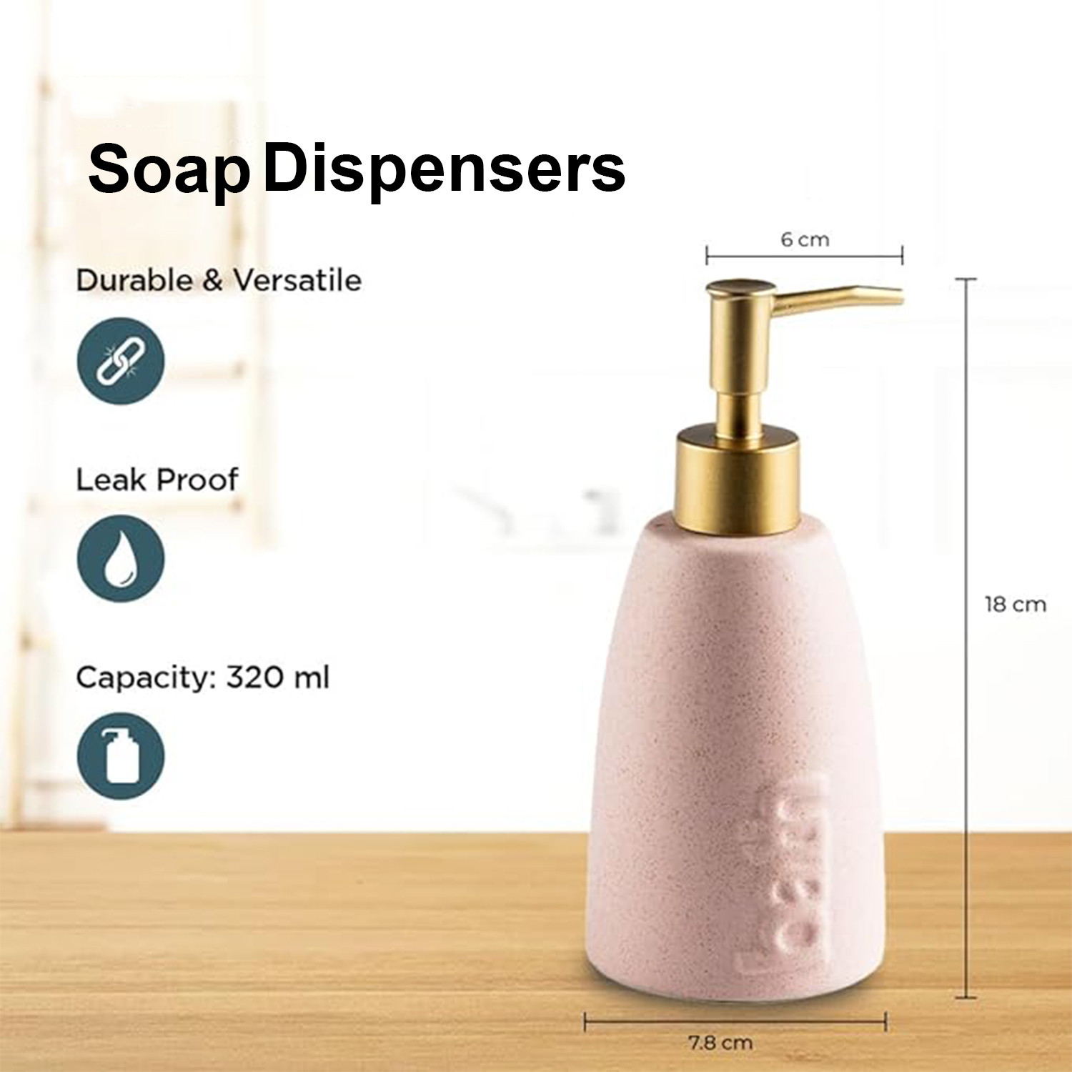 Kuber Industries Liquid Soap Dispenser | Handwash Soap Dispenser | Soap Dispenser for Wash Basin | Shampoo Dispenser Bottle | Bathroom Dispenser Bottle | ZX044PK | 320 ml | Pink