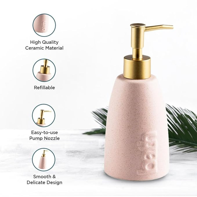 Kuber Industries Liquid Soap Dispenser | Handwash Soap Dispenser | Soap Dispenser for Wash Basin | Shampoo Dispenser Bottle | Bathroom Dispenser Bottle | ZX044PK | 320 ml | Pink
