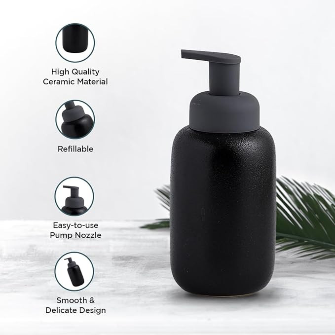 Kuber Industries Liquid Soap Dispenser | Handwash Soap Dispenser | Soap Dispenser for Wash Basin | Shampoo Dispenser Bottle | Bathroom Dispenser Bottle | JY00012 | 400 ml | Black