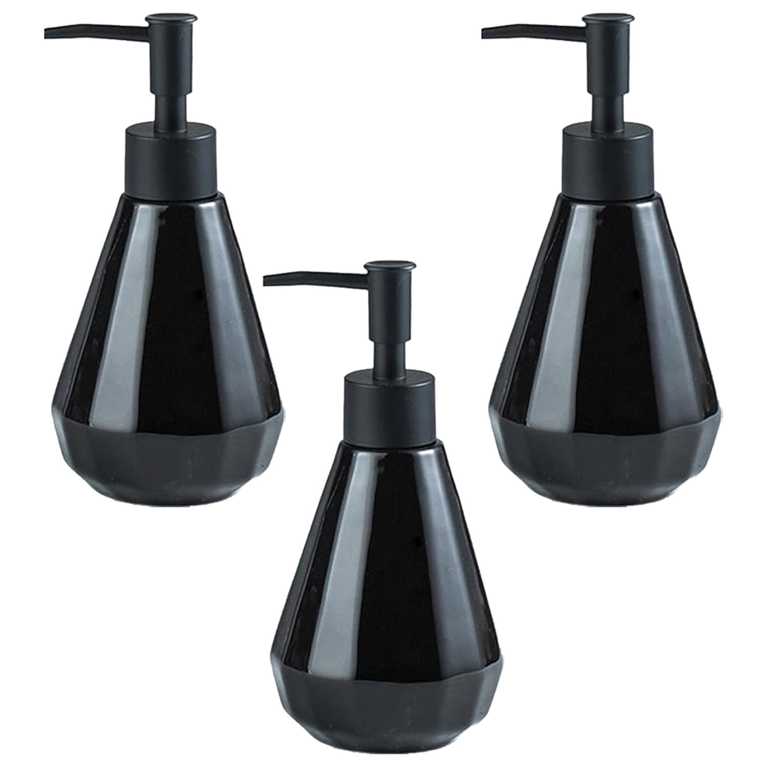 Kuber Industries Liquid Soap Dispenser | Handwash Soap Dispenser | Soap Dispenser for Wash Basin | Shampoo Dispenser Bottle | Bathroom Dispenser Bottle | 3 Piece | ZX060BK | 250 ml | Black