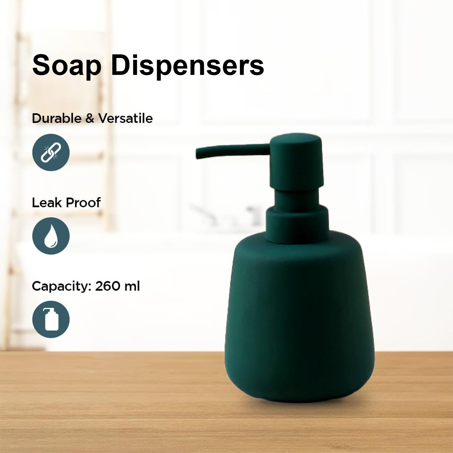 Kuber Industries Liquid Soap Dispenser | Handwash Soap Dispenser | Soap Dispenser for Wash Basin | Shampoo Dispenser Bottle | Bathroom Dispenser Bottle | 3 Piece | 260 ml | JY00159GN | Green