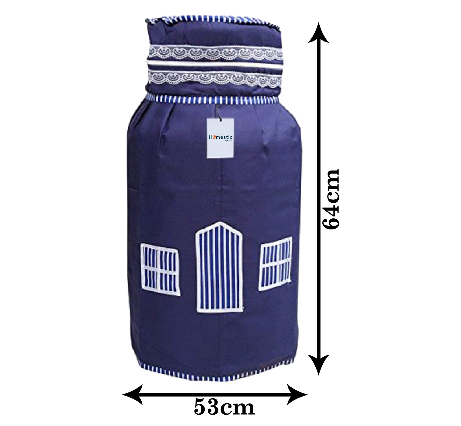 Kuber Industries LPG Cylinder Cover|3 Layered Quilted Cotton & Water Resistant|Hut Design Plus Perfect Fit (Blue)