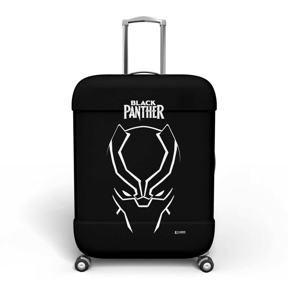 Kuber Industries Marvel Black Panther Luggage Cover|Polyester Travel Suitcase Cover|Washable|Stretchable Suitcase Protector|22-26 Inch|Medium (Black)