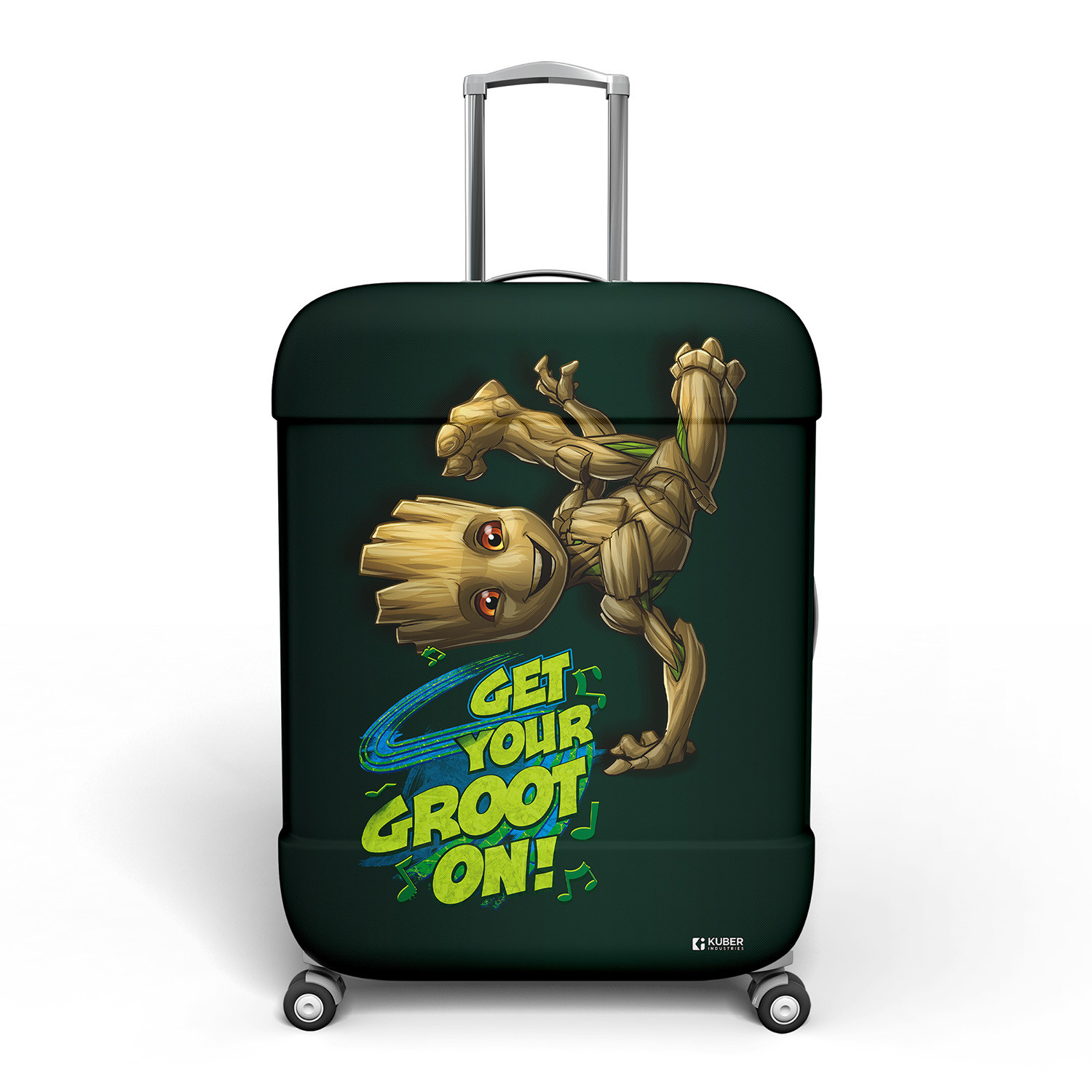 Kuber Industries Marvel I Am Groot Luggage Cover|Polyester Travel Suitcase Cover|Washable|Stretchable Suitcase Protector|26-30 Inch|Large (Green)