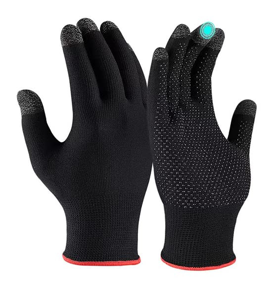 Kuber Industries Non-Slip Warm Five-Finger Touch screen Gaming Gloves (MH-TG001)- Black