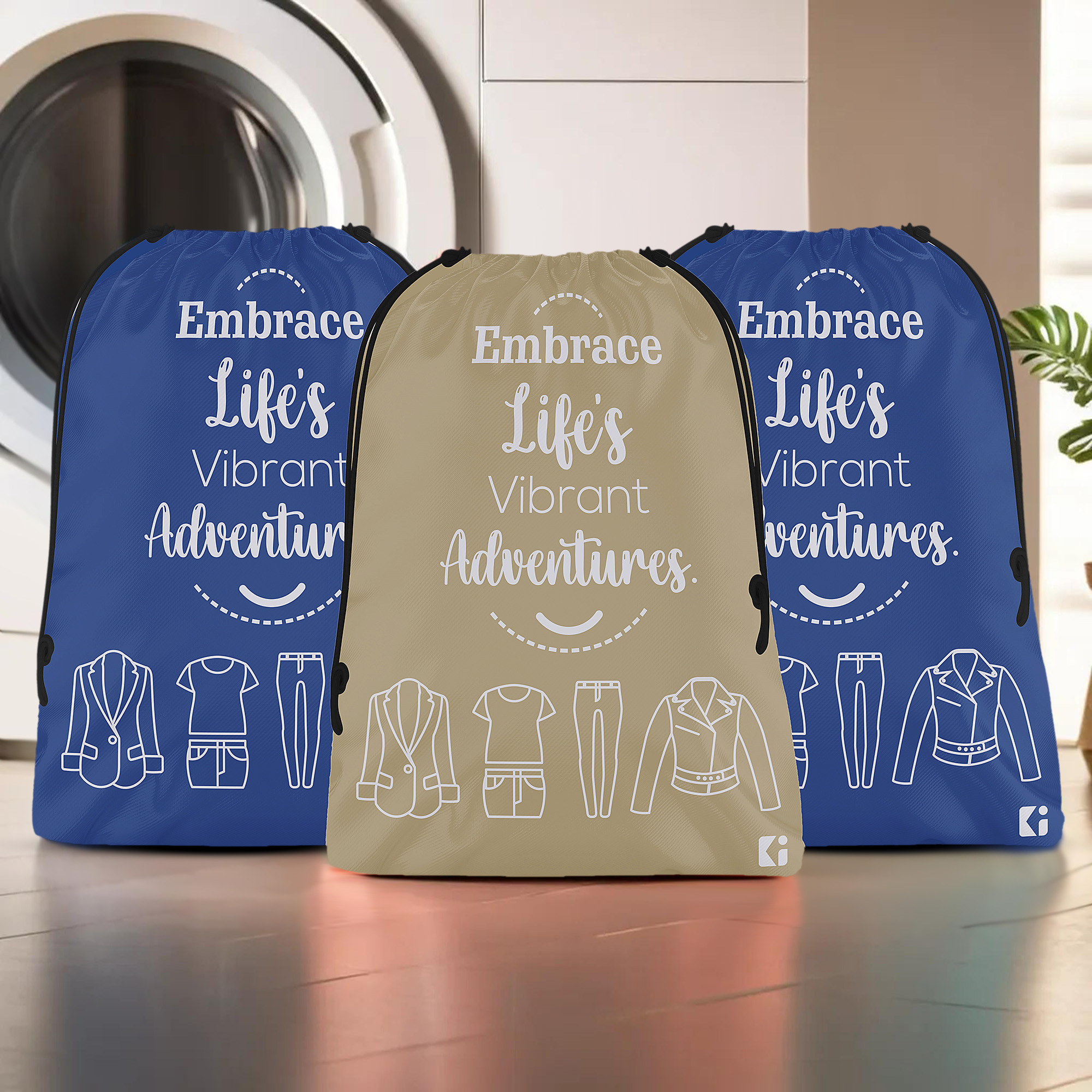 Kuber Industries Pack of 3 Cloth Storage Bag | Storage Organizer | Travel Cloth Carrying Bag | Garments Cover for Laundry | Storage Organizer for Clothing-Travel | Medium | Brown & Royal Blue