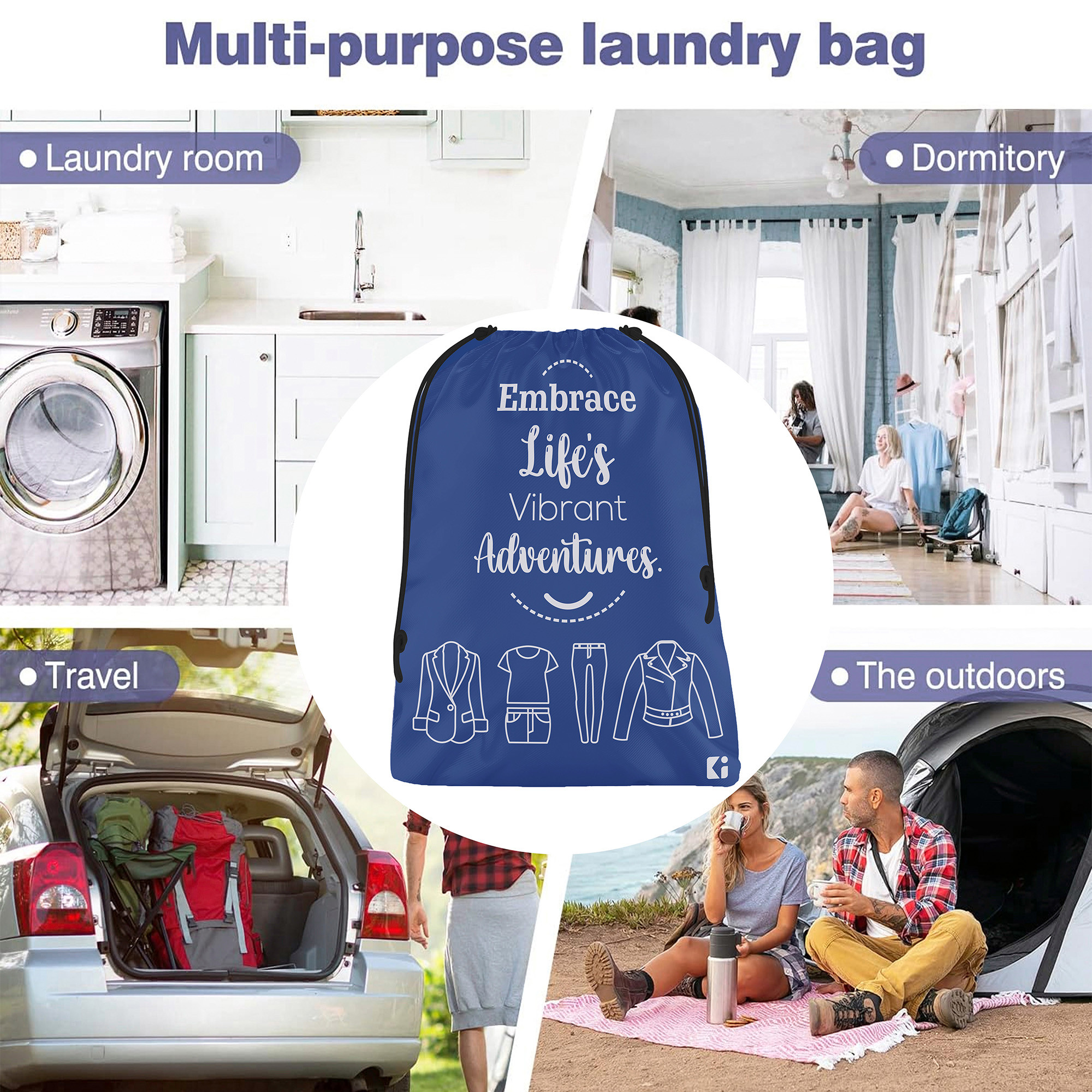 Kuber Industries Pack of 3 Cloth Storage Bag | Storage Organizer | Travel Cloth Carrying Bag | Garments Cover for Laundry | Storage Organizer for Clothing-Travel | Medium | Royal Blue & Black