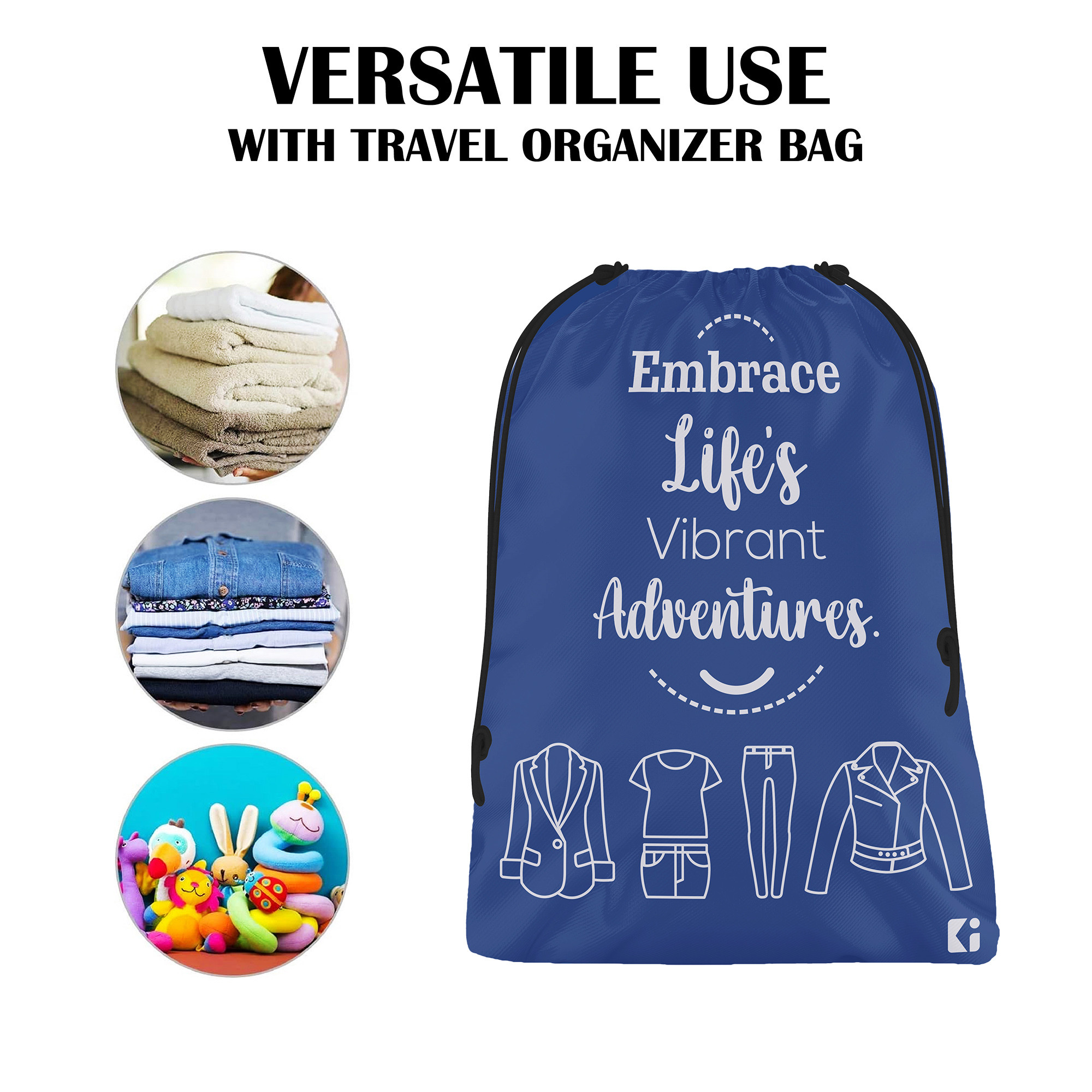 Kuber Industries Pack of 3 Cloth Storage Bag | Storage Organizer | Travel Cloth Carrying Bag | Garments Cover for Laundry | Storage Organizer for Clothing-Travel | Medium | Royal Blue & Gray