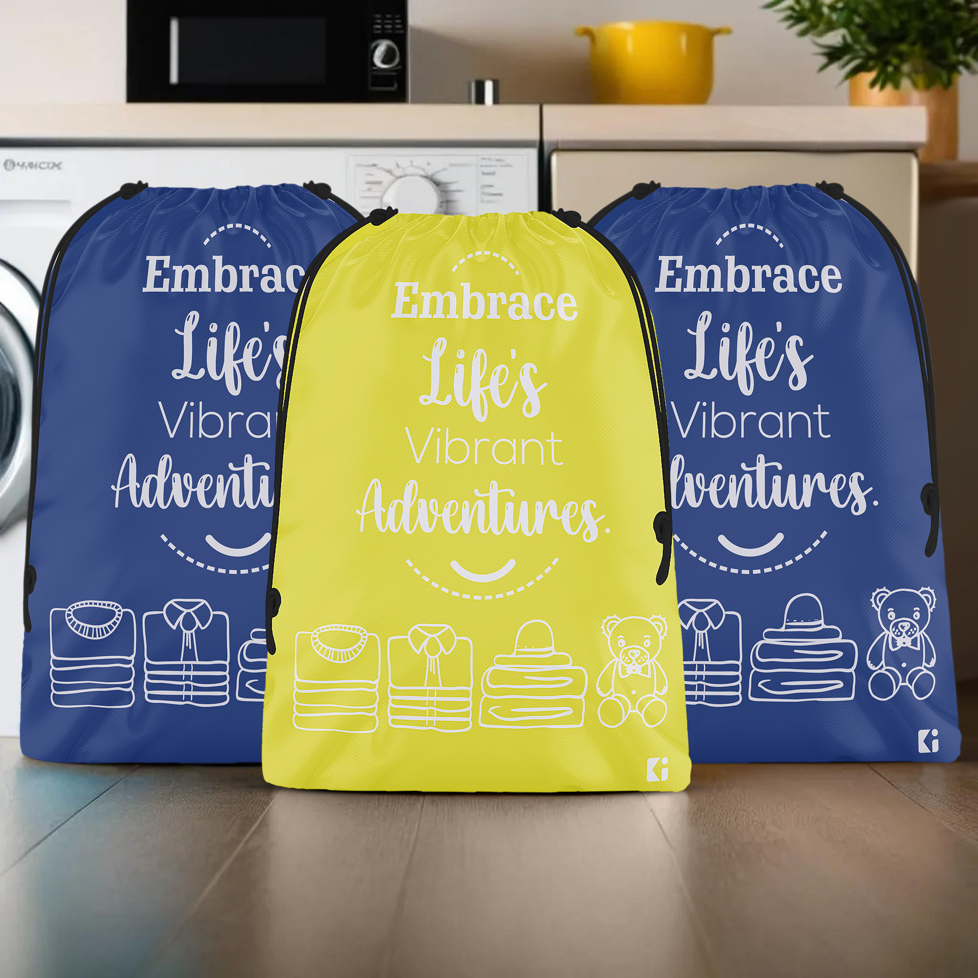 Kuber Industries Pack of 3 Cloth Storage Bag | Storage Organizer | Travel Cloth Carrying Bag | Garments Cover for Laundry | Storage Organizer for Clothing-Travel | Large | Yellow & Royal Blue