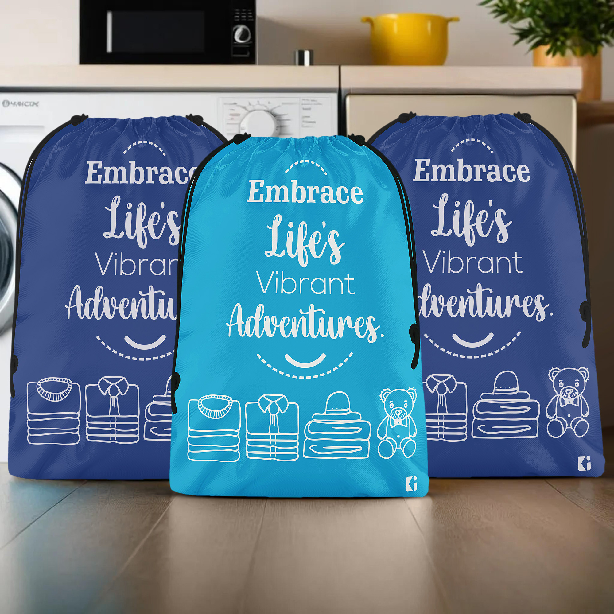 Kuber Industries Pack of 3 Cloth Storage Bag | Storage Organizer | Travel Cloth Carrying Bag | Garments Cover for Laundry | Storage Organizer for Clothing-Travel | Large | Sky & Royal Blue