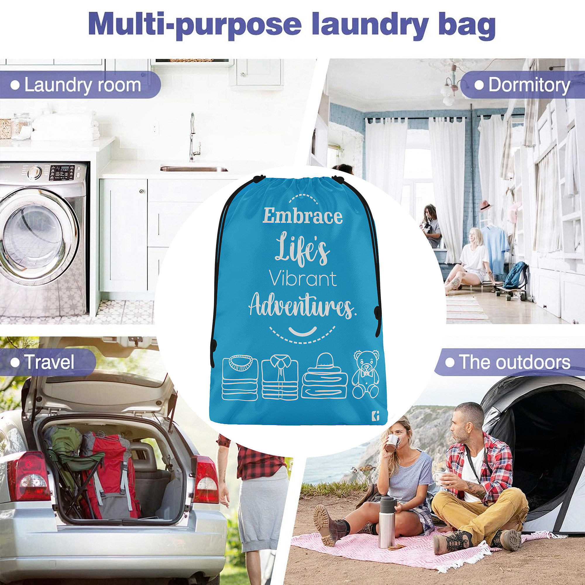 Kuber Industries Pack of 3 Cloth Storage Bag | Storage Organizer | Travel Cloth Carrying Bag | Garments Cover for Laundry | Storage Organizer for Clothing-Travel | Large | Sky & Royal Blue