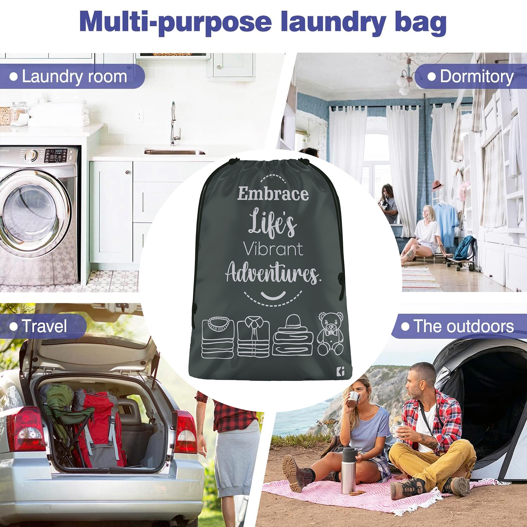 Kuber Industries Pack of 3 Cloth Storage Bag | Storage Organizer | Travel Cloth Carrying Bag | Garments Cover for Laundry | Storage Organizer for Clothing-Travel | Large | Royal Blue & Gray