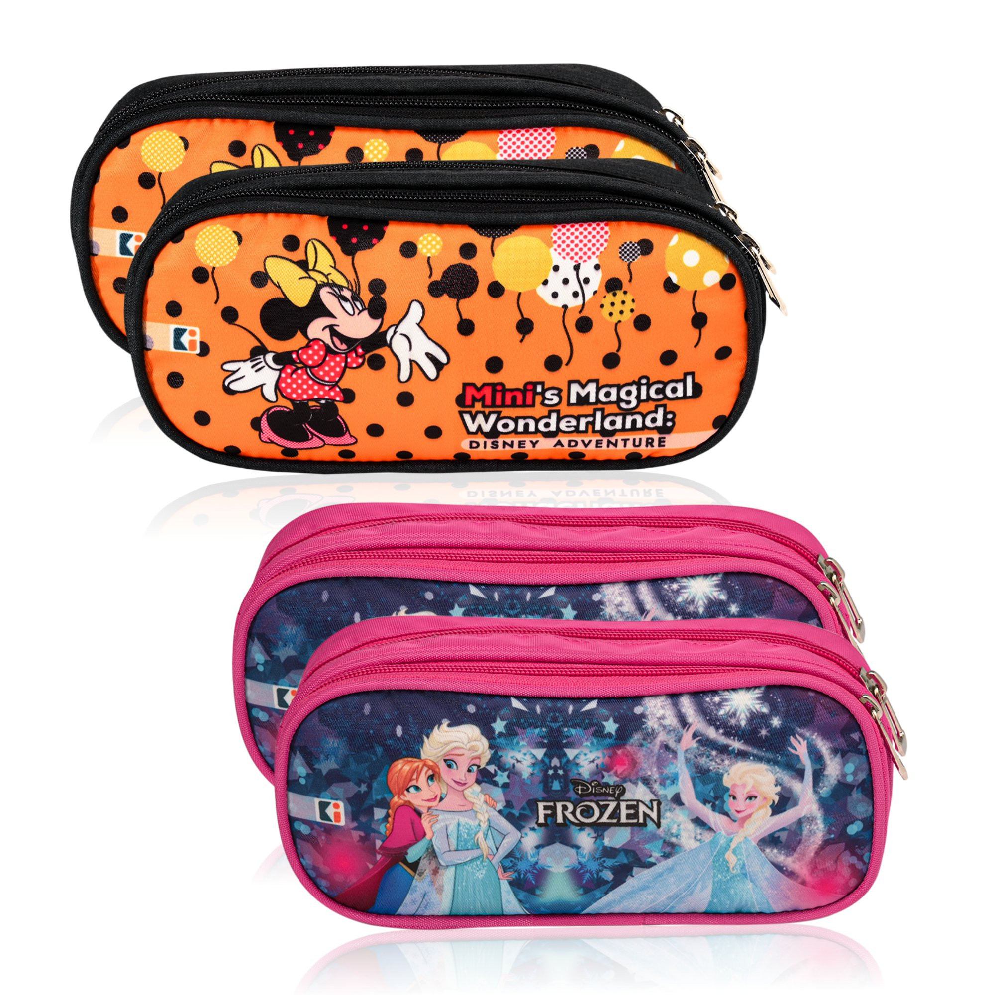 Kuber Industries Pencil Pouch | Multi-Purpose Travel Pouch | 2 Compartments Utility Pouch | Waterproof Stationary Bag for Kids | Disney Geometry Box | Multicolor