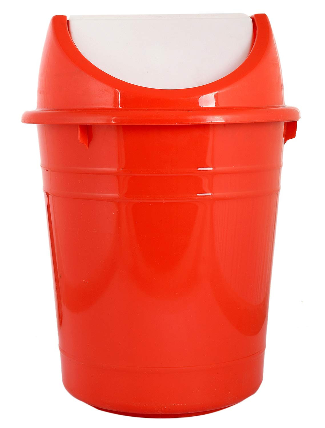 Kuber Industries Plastic 2 Pieces Medium Size Swing Dustbin/ Swing Garbage Bin/ Waste Bin, 10 Liters (Black & Red)