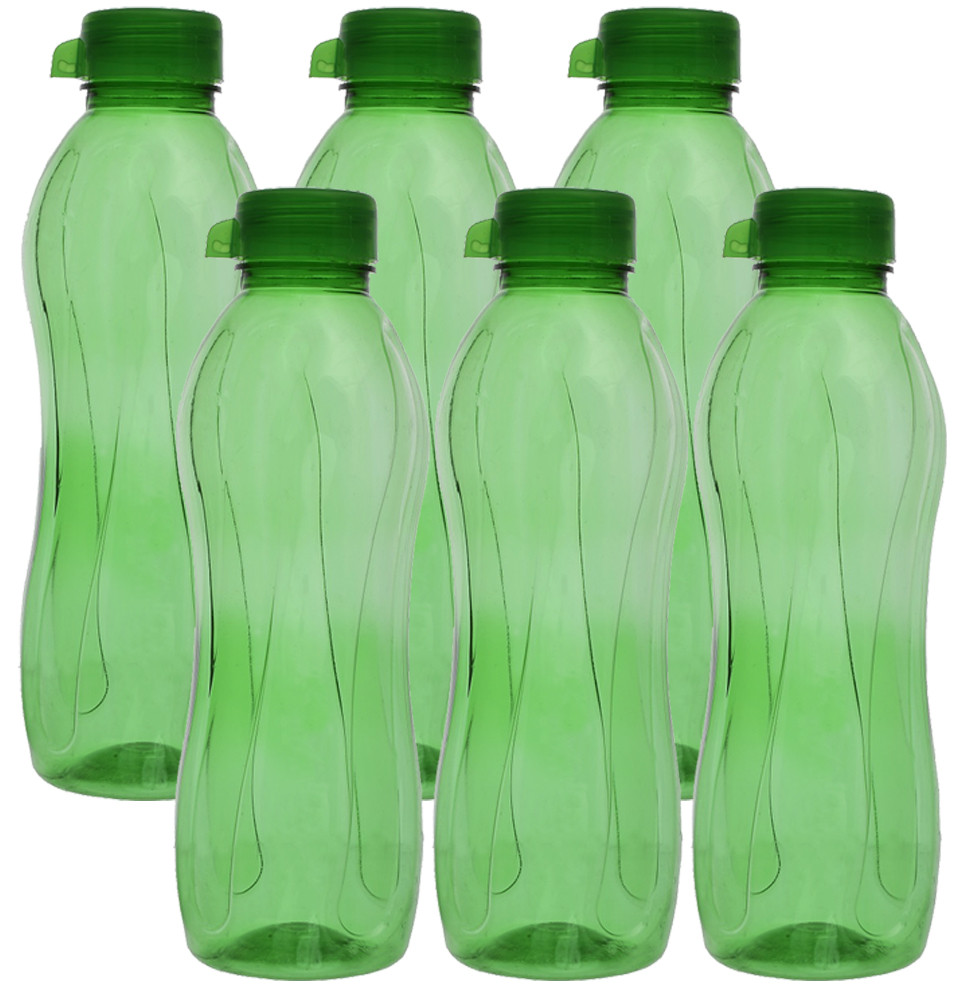 Kuber Industries Plastic Aqua Fridge Water Bottle with Lid (1000ml, Green)-KUBMART492