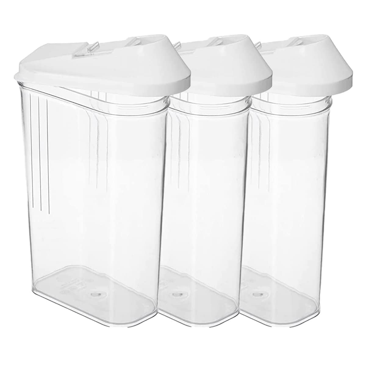 Kuber Industries Plastic Dispenser Kitchen Set |Smooth Sliding Mouth/Lid Mechanism|Food Grade Plastic, Durable and Freezer safe|Container for Kitchen Storage Set of 3|Transparent with White Lid-750ml