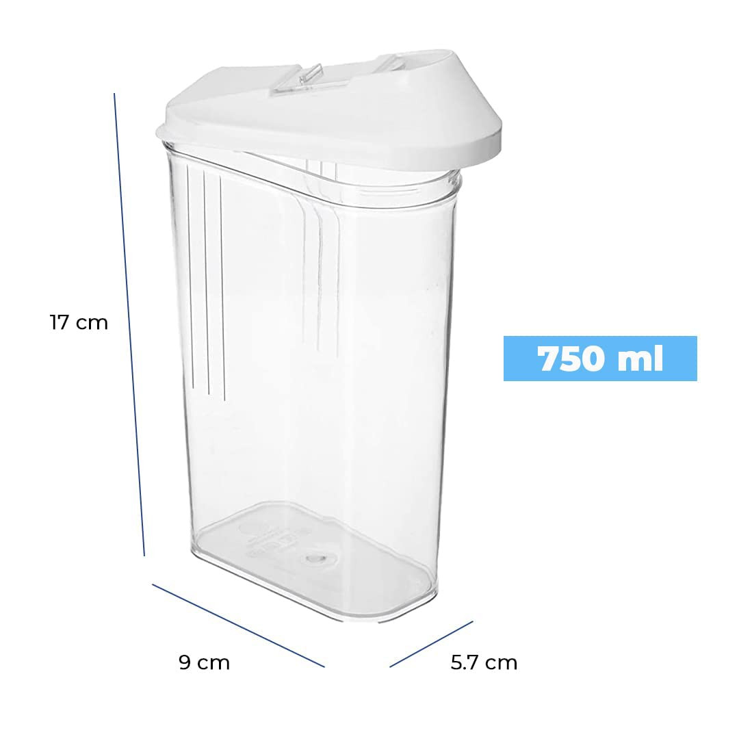 Kuber Industries Plastic Dispenser Kitchen Set |Smooth Sliding Mouth/Lid Mechanism|Food Grade Plastic, Durable and Freezer safe|Container for Kitchen Storage Set of 3|Transparent with White Lid-750ml