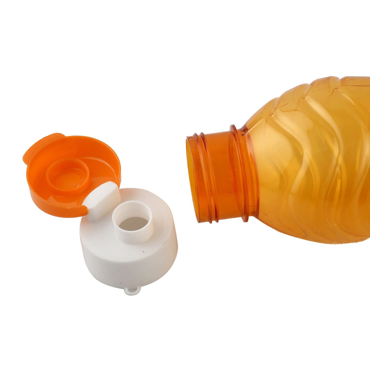 Kuber Industries Plastic Fridge Water Bottle Set with Flip Cap (1000ml, Green & Orange)-KUBMART1462