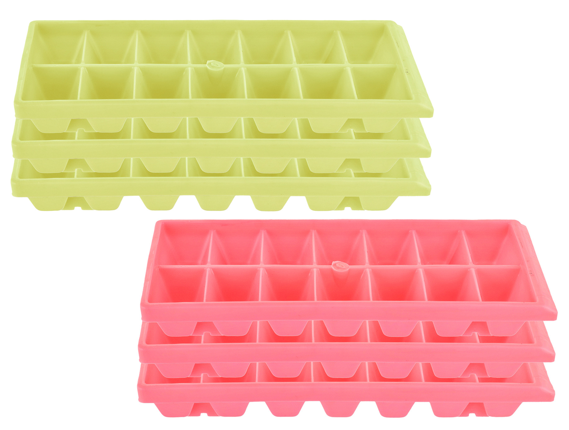 Kuber Industries Plastic Ice Cube Tray Set With 14 Section-(Green & Pink)-HS43KUBMART25791