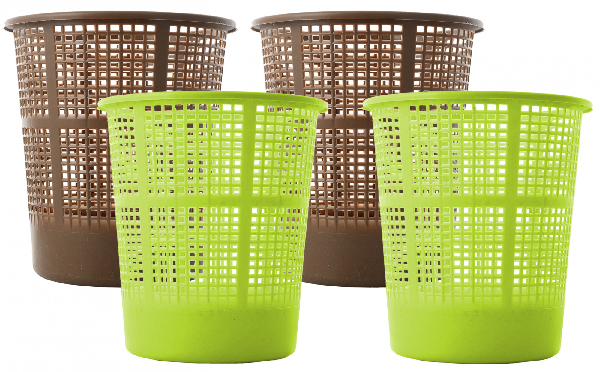 Kuber Industries Plastic Mesh Dustbin Garbage Bin for Office use, School, Bedroom,Kids Room, Home, Multi Purpose,5 Liters (Brown & Green)-KUBMART256