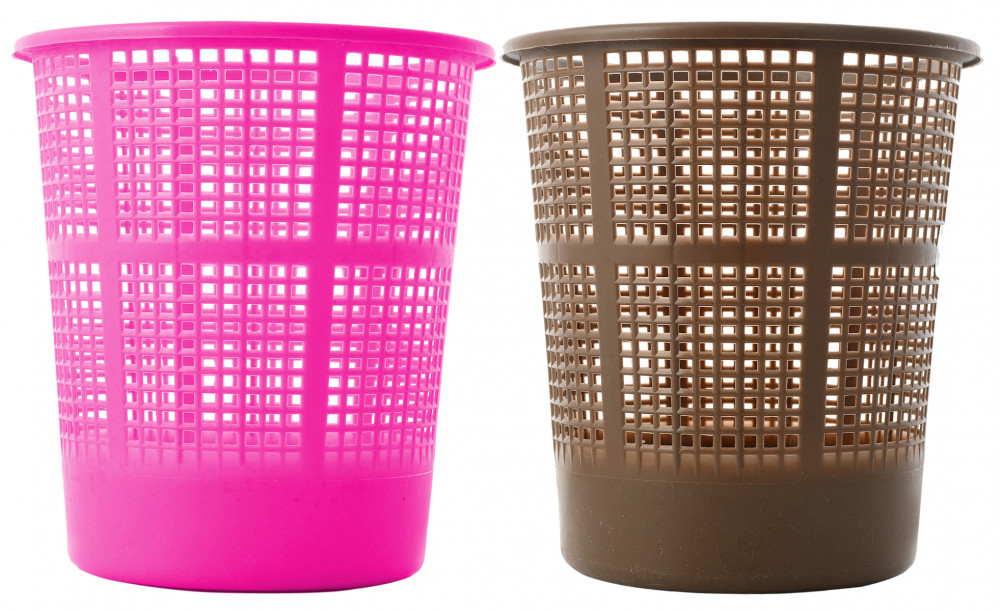 Kuber Industries Plastic Mesh Dustbin Garbage Bin for Office use, School, Bedroom,Kids Room, Home, Multi Purpose,5 Liters (Brown &amp; Pink)-KUBMART260