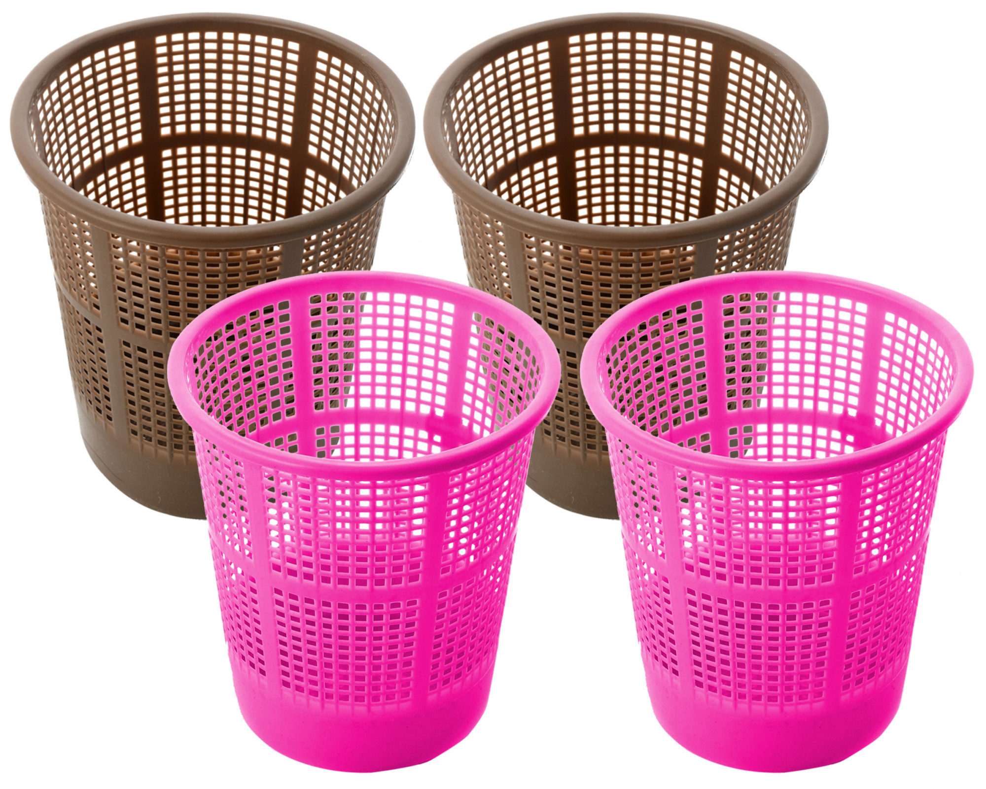 Kuber Industries Plastic Mesh Dustbin Garbage Bin for Office use, School, Bedroom,Kids Room, Home, Multi Purpose,5 Liters (Brown & Pink)-KUBMART260