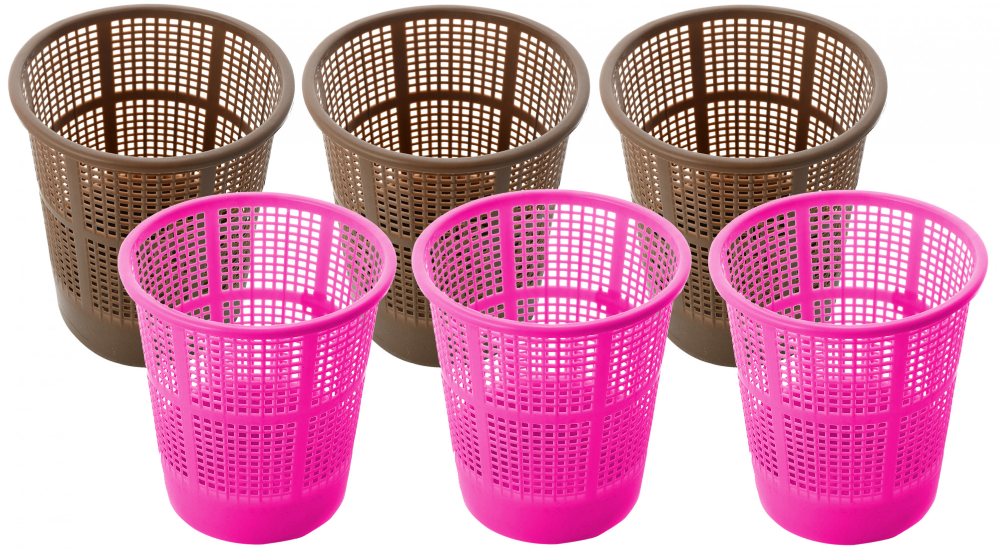 Kuber Industries Plastic Mesh Dustbin Garbage Bin for Office use, School, Bedroom,Kids Room, Home, Multi Purpose,5 Liters (Brown & Pink)-KUBMART260
