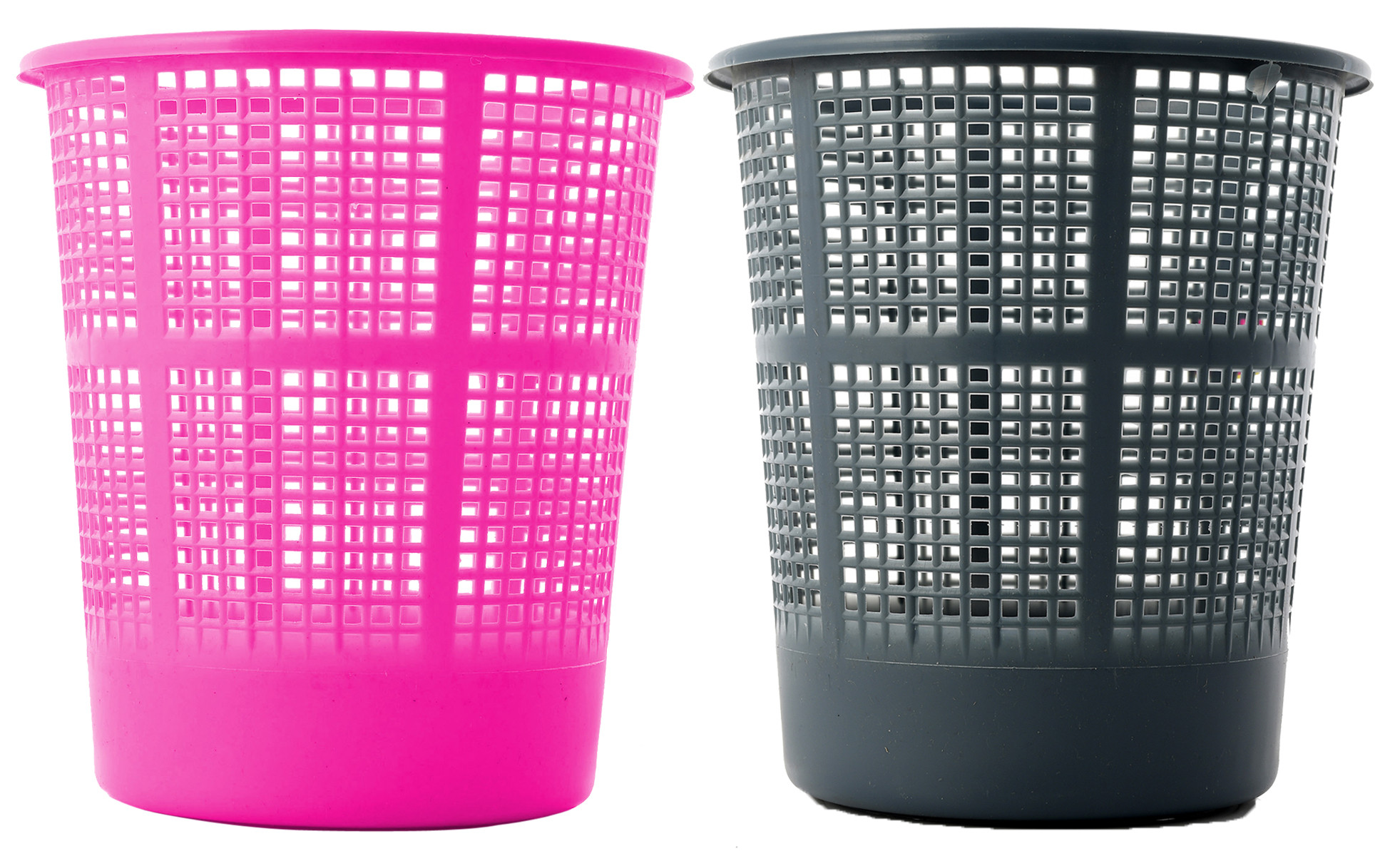Kuber Industries Plastic Mesh Dustbin Garbage Bin for Office use, School, Bedroom,Kids Room, Home, Multi Purpose,5 Liters (Grey & Pink)-KUBMART266