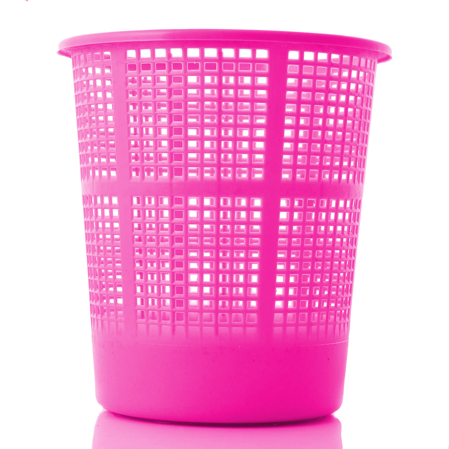 Kuber Industries Plastic Mesh Dustbin Garbage Bin for Office use, School, Bedroom,Kids Room, Home, Multi Purpose,5 Liters (Grey & Pink)-KUBMART266