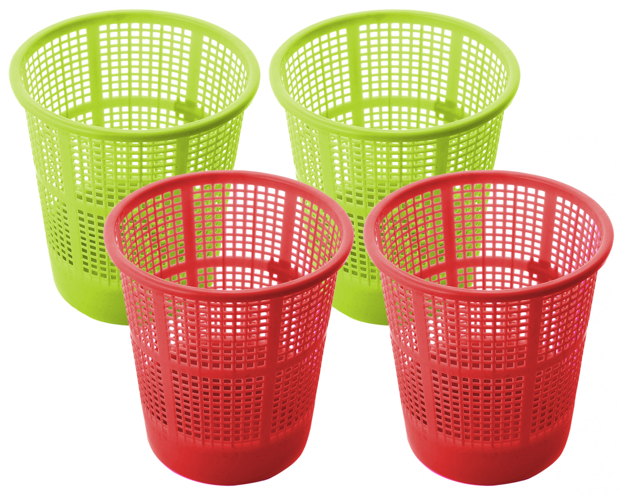 Kuber Industries Plastic Mesh Dustbin Garbage Bin for Office use, School, Bedroom,Kids Room, Home, Multi Purpose,5 Liters (Green & Red)-KUBMART268