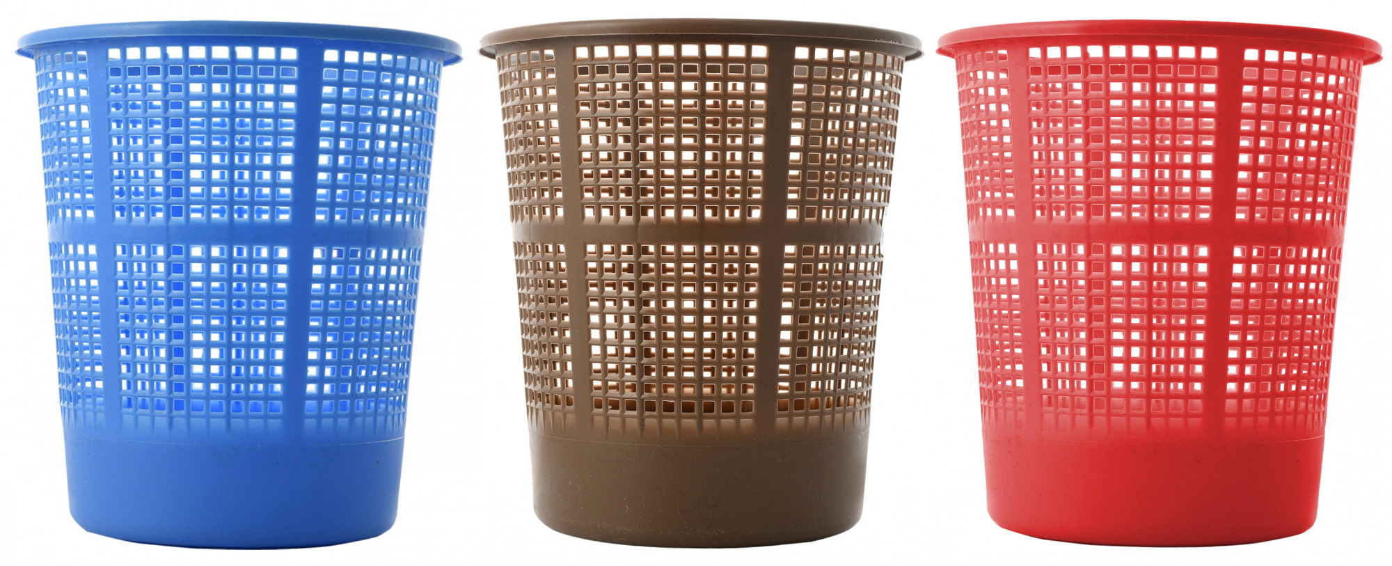 Kuber Industries Plastic Mesh Dustbin Garbage Bin for Office use, School, Bedroom,Kids Room, Home, Multi Purpose,5 Liters (Blue & Brown & Red)-KUBMART276