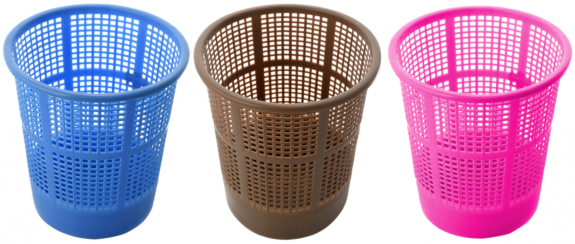 Kuber Industries Plastic Mesh Dustbin Garbage Bin for Office use, School, Bedroom,Kids Room, Home, Multi Purpose,5 Liters (Blue & Brown & Pink)-KUBMART278