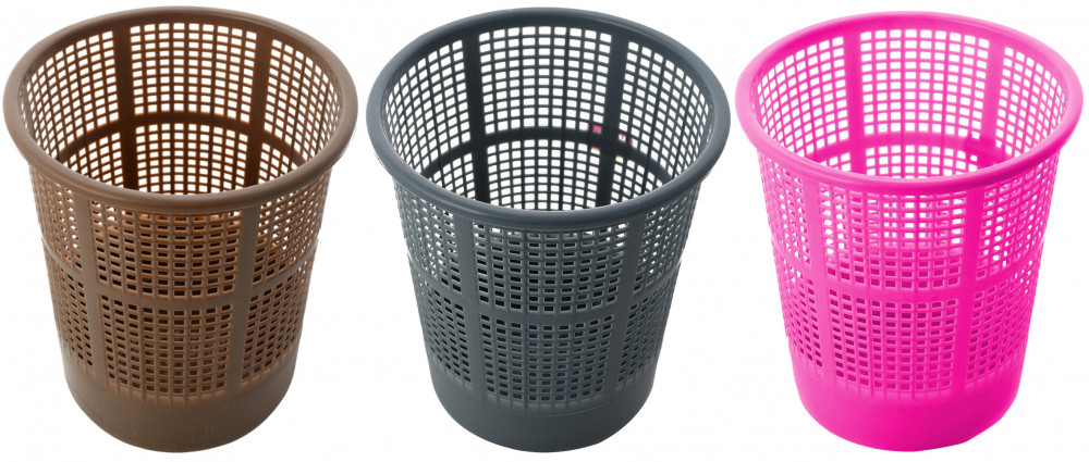 Kuber Industries Plastic Mesh Dustbin Garbage Bin for Office use, School, Bedroom,Kids Room, Home, Multi Purpose,5 Liters (Brown &amp; Grey &amp; Pink)-KUBMART284