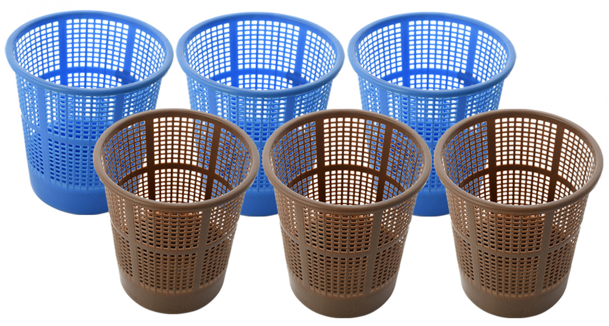 Kuber Industries Plastic Mesh Dustbin Garbage Bin for Office use, School, Bedroom,Kids Room, Home, Multi Purpose,5 Liters (Blue & Brown)