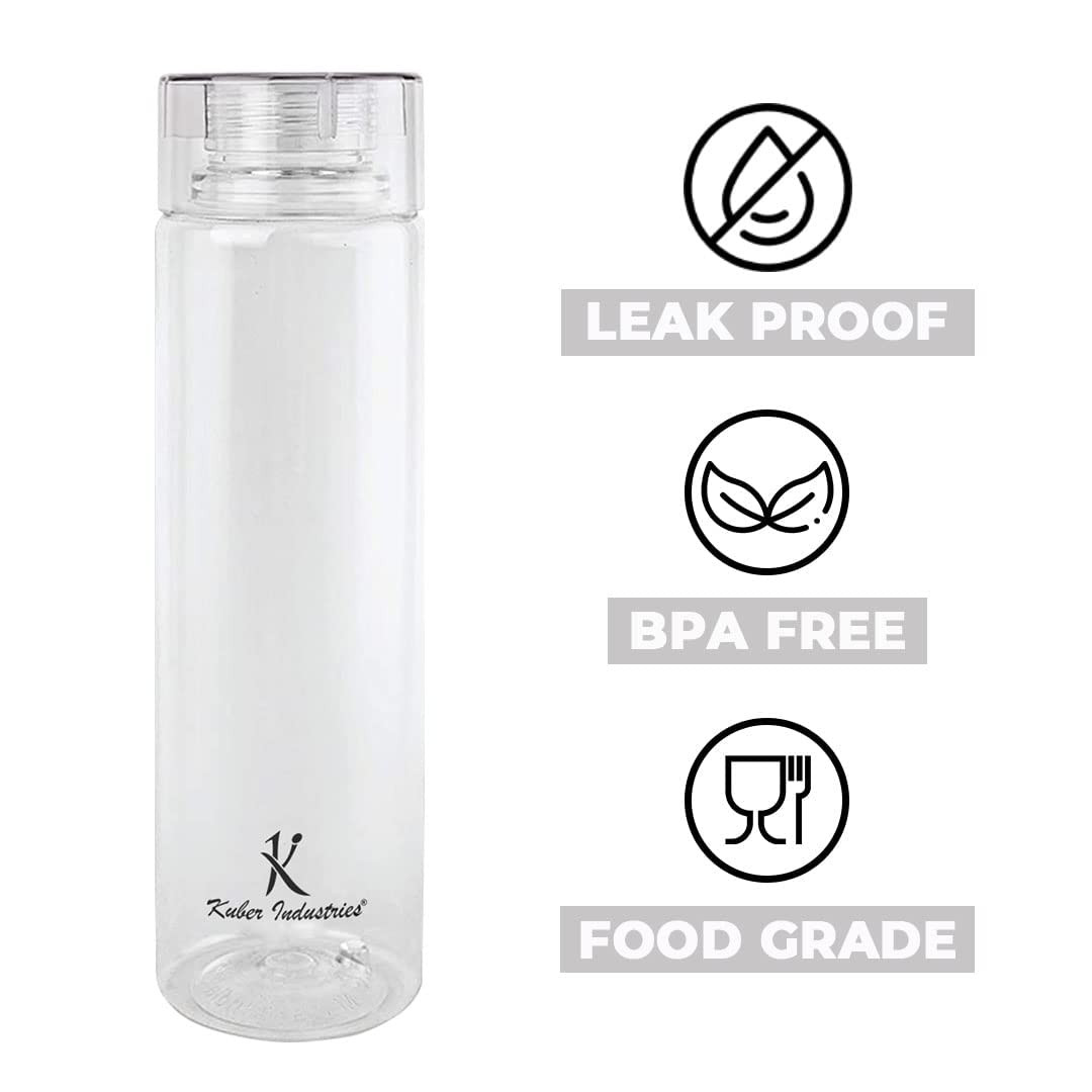 Kuber Industries Plastic Water Bottles -1 Litre Water Bottle | Break Proof, Multipurpose, BPA Free, Ideal for Fridge/Refrigerator | Transpirant, Set of 4